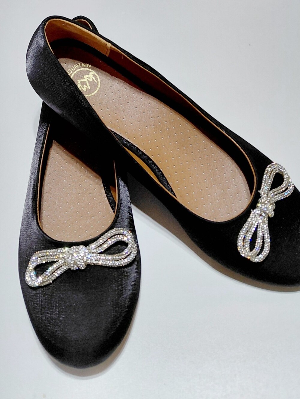 WHITE MOUNTAIN Women's Black Sashimi Rhinestone Double Bow Ballet Flat Sz 10M - Picture 2 of 7